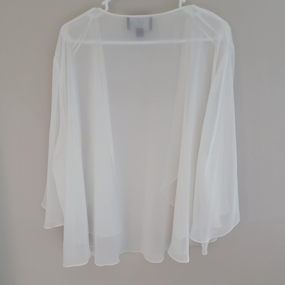 NWT Ivory White Chiffon Sheer Bolero Jacket Cover Up - Picture 2 of 7